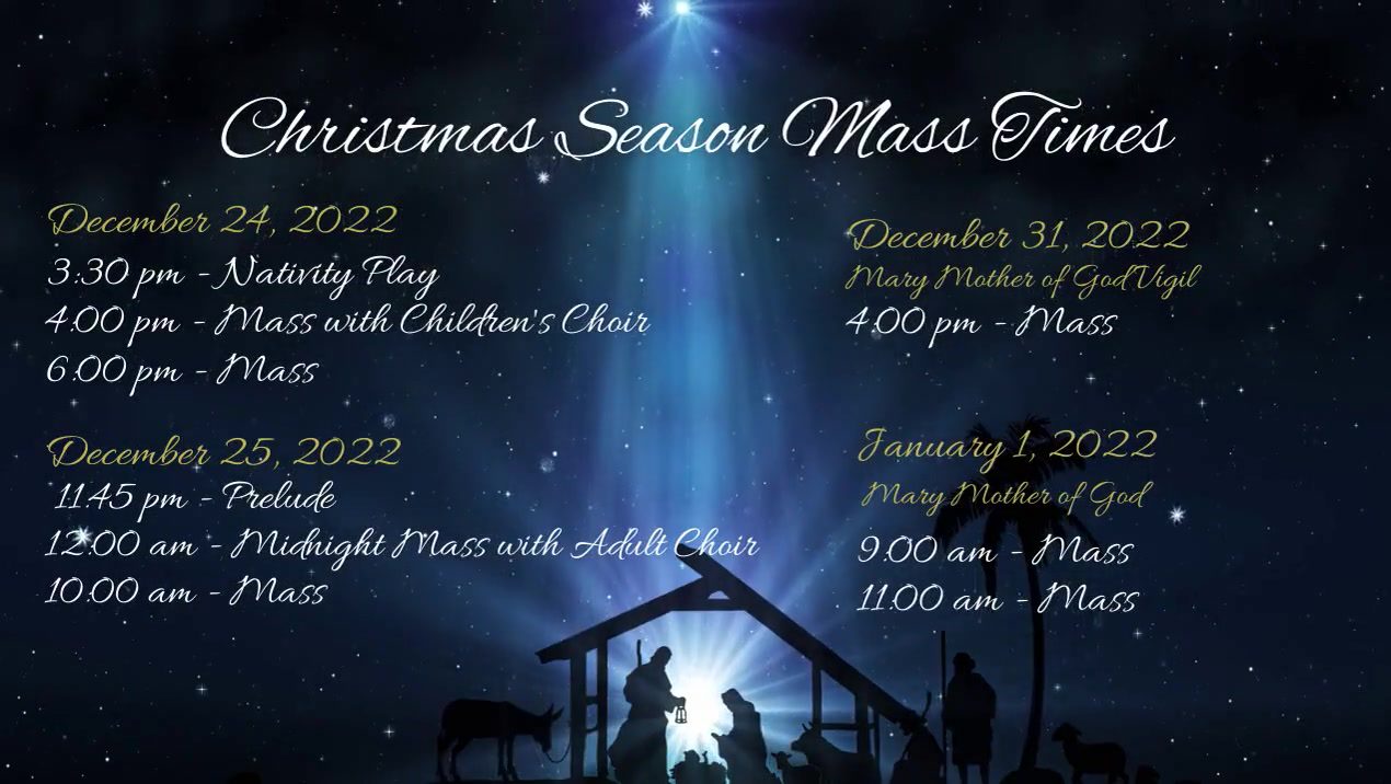 Christmas Season Mass Times St. Thecla School